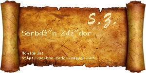 Serbán Zádor névjegykártya